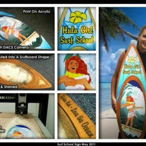 Hula Girl Surf School Sign
Made on a Vision 2550 CNC Router