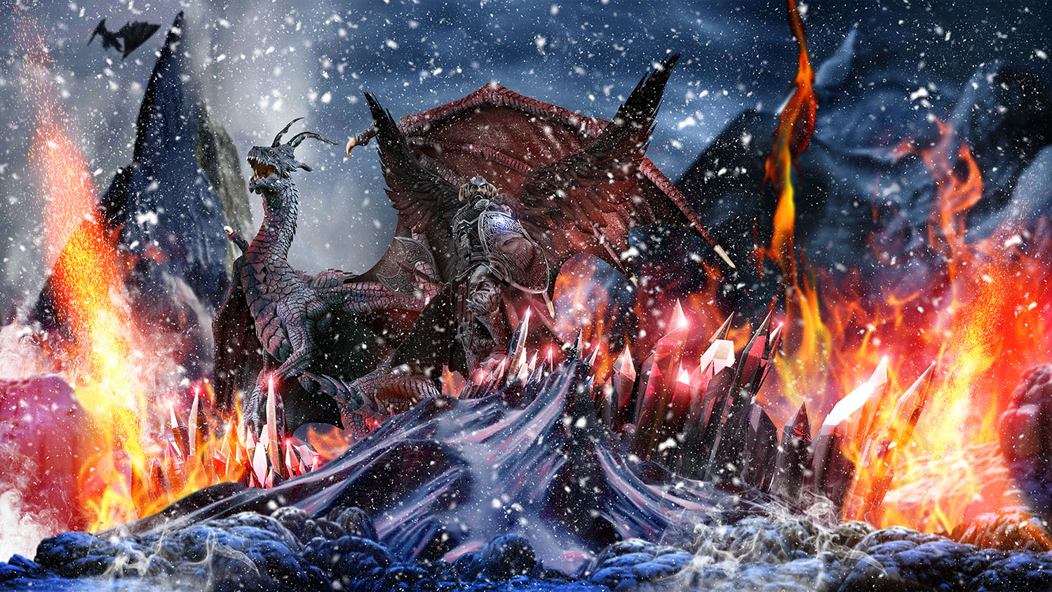 46x26_CANVAS - Viking and Dragon scene
