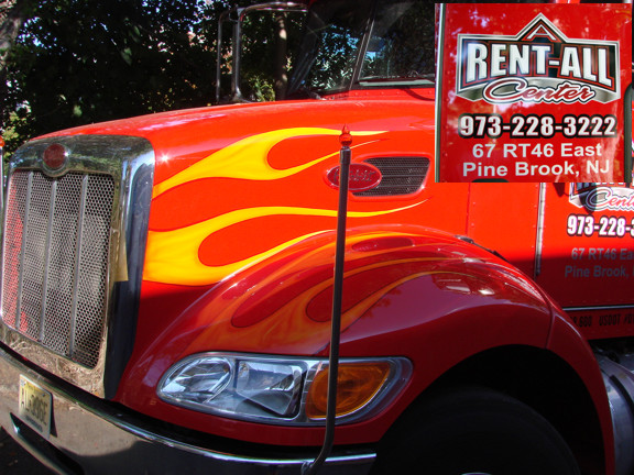 A Rent All - airbrush graphics and digital printed logo