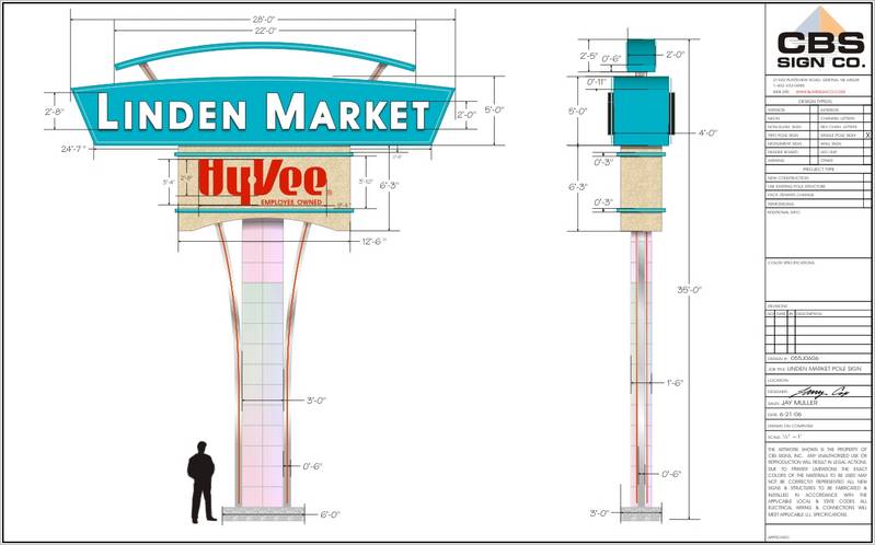 Drawing of Linden Market Mall Sign