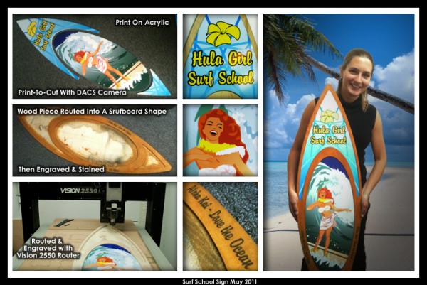 Hula Girl Surf School Sign
Made on a Vision 2550 CNC Router