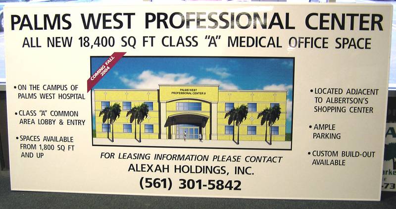 Palms West White Wood Site Sign