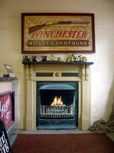 Sign Shop Fireplace
