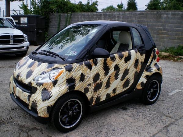 Smart Car Wrap. This was pretty simple. The local dealership picked a design from iStockPhoto.com and we printed and applied. They sold the car as a c