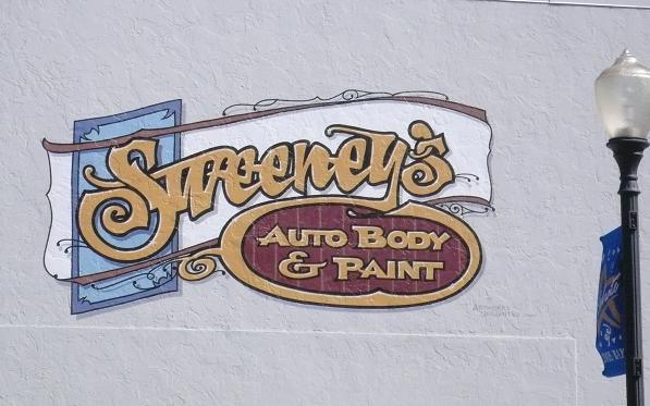 Sweeney's auto body shop sign...walldog style