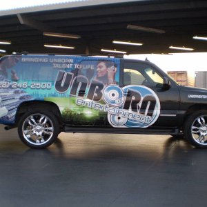 Unborn Entertainment partial wrap 2003 Suburban