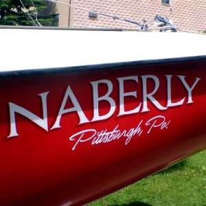 Sailboat lettering.