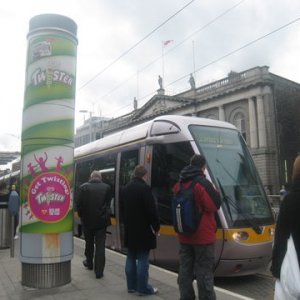 another column wrap with unmarked luas in background