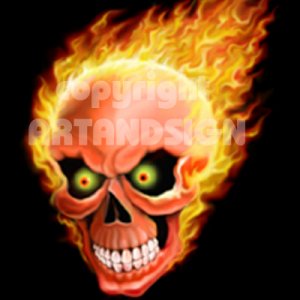 Flaming skull