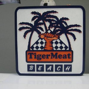 Tiger Meat Beach sandblasted sign