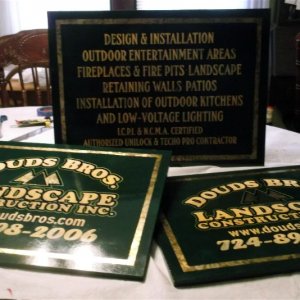 gilded/painted faux antique signs