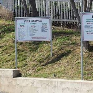 Wash and lube menu signs