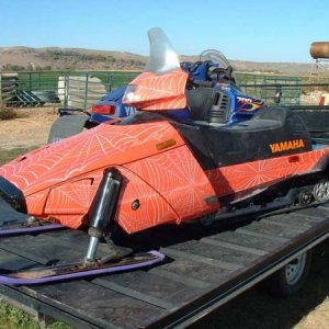 1985 Yamaha Phazer Orange with Spider web Wrap.