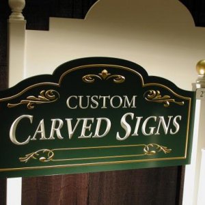 Custom carved signs, Building mounted or wall mounted. Gold or silver leaf available, too!