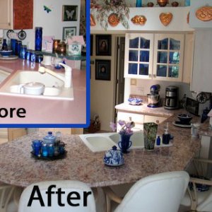 Customer's kitchen before, and after Instant Granite