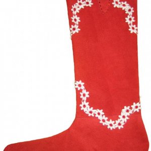 Heirloom Christmas Boot - Red Suede with  lace and rhinestones