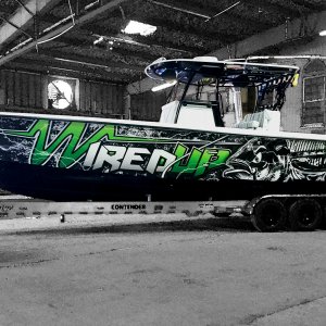 39ft Contender Boat Wrap - Wired Up Boat Graphics