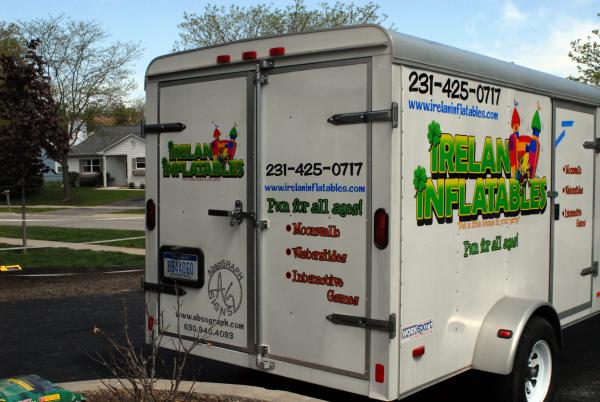 10' Trailer for inflatables company. Logo by us.
