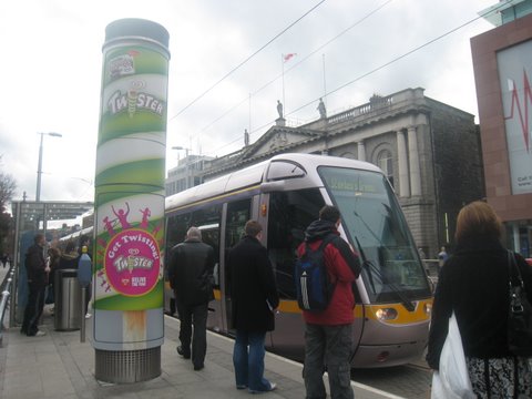 another column wrap with unmarked luas in background