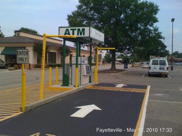 Atm canopy we built. construction, set-up, and signage. different angle.