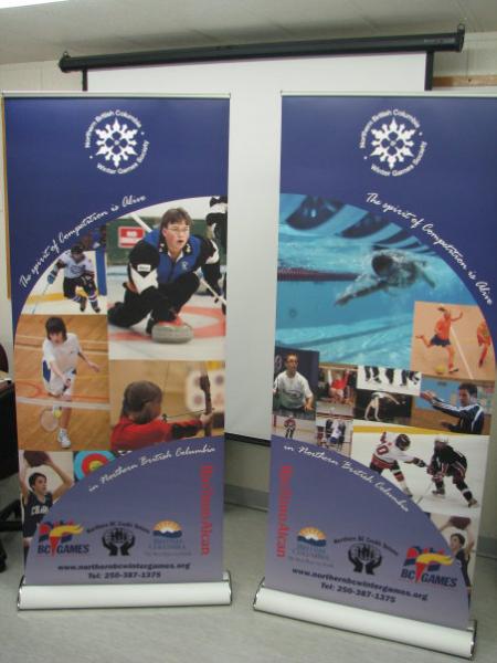 design, print, laminate and install - retractable banners for Northern BC Winter Games....