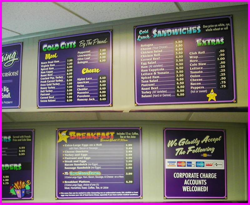 Digitally Printed Menus