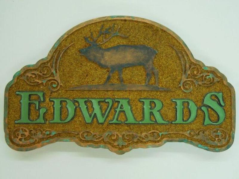 edwards
HDU house sign with recycled beer bottle smalts. Painted with Modern Masters paint.