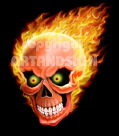 Flaming skull