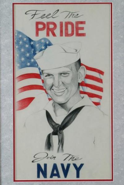 Grandpa Carmine - Colored Pencil (1st place in the Navy Poster Contest)