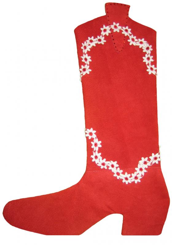 Heirloom Christmas Boot - Red Suede with  lace and rhinestones