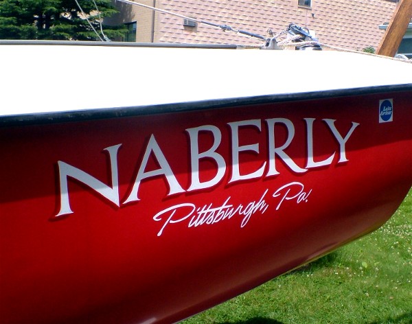 Sailboat lettering.