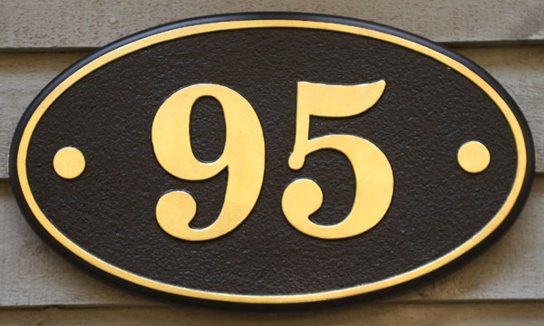 Sandblasted HDU house number sign