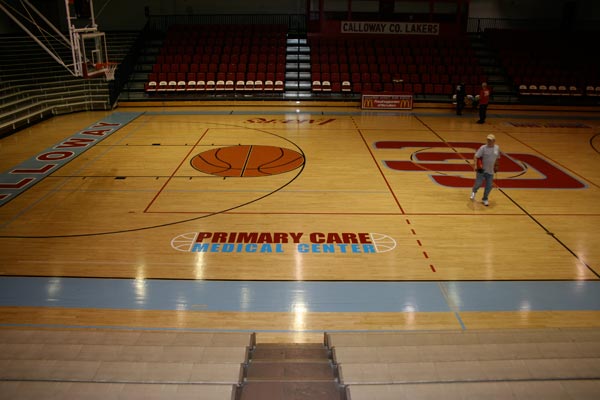 Third week after my plotter got delivered, I did this job. A high school basketball court floor.