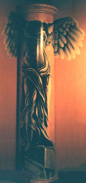 Winged Victory Mural on Fiberglass Pillar & Wall 20 x 9 ft. Commercial Art